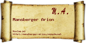 Mansberger Arion névjegykártya